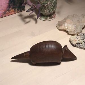 Vintage mid century wooden armadillo